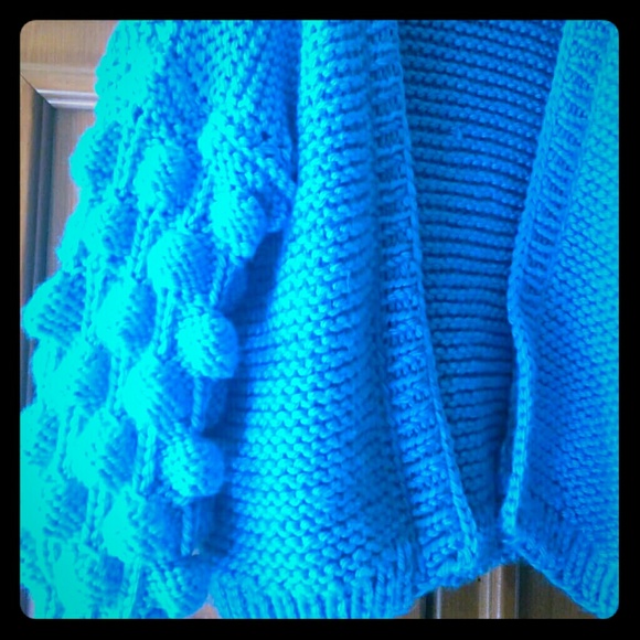 handmade Sweaters - Aqua Blue Raspberry Bubble Cardigan Jacket